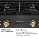 ZLINE Autograph 30-Inch Paramount Gas Rangetop with 4 Burners and Porcelain Cooktop in Black Satin with Polished Gold Accents (SRTBSZ-30-G)
