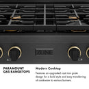 ZLINE Designer 30-Inch Paramount Gas Rangetop with 4 Burners in Black Satin with Matte Black and Champagne Bronze Accents (SRTBSZ-30-MBCB)