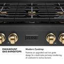 ZLINE Autograph 36-Inch Paramount Gas Rangetop with 6 Burners and Porcelain Cooktop in Black Satin with Polished Gold Accents (SRTBSZ-36-G)
