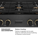 ZLINE Designer 36-Inch Paramount Gas Rangetop with 6 Burners in Black Satin with Matte Black and Champagne Accents (SRTBSZ-36-MBCB)