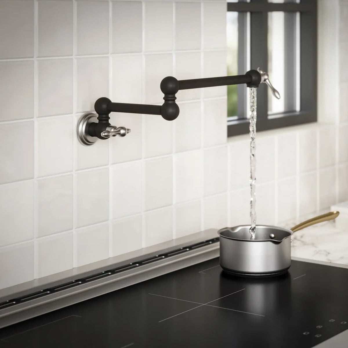 ZLINE Autograph Edition Rembrandt Pot Filler in Matte Black and Brushed Nickel (REM-FPF-ZMBBN)