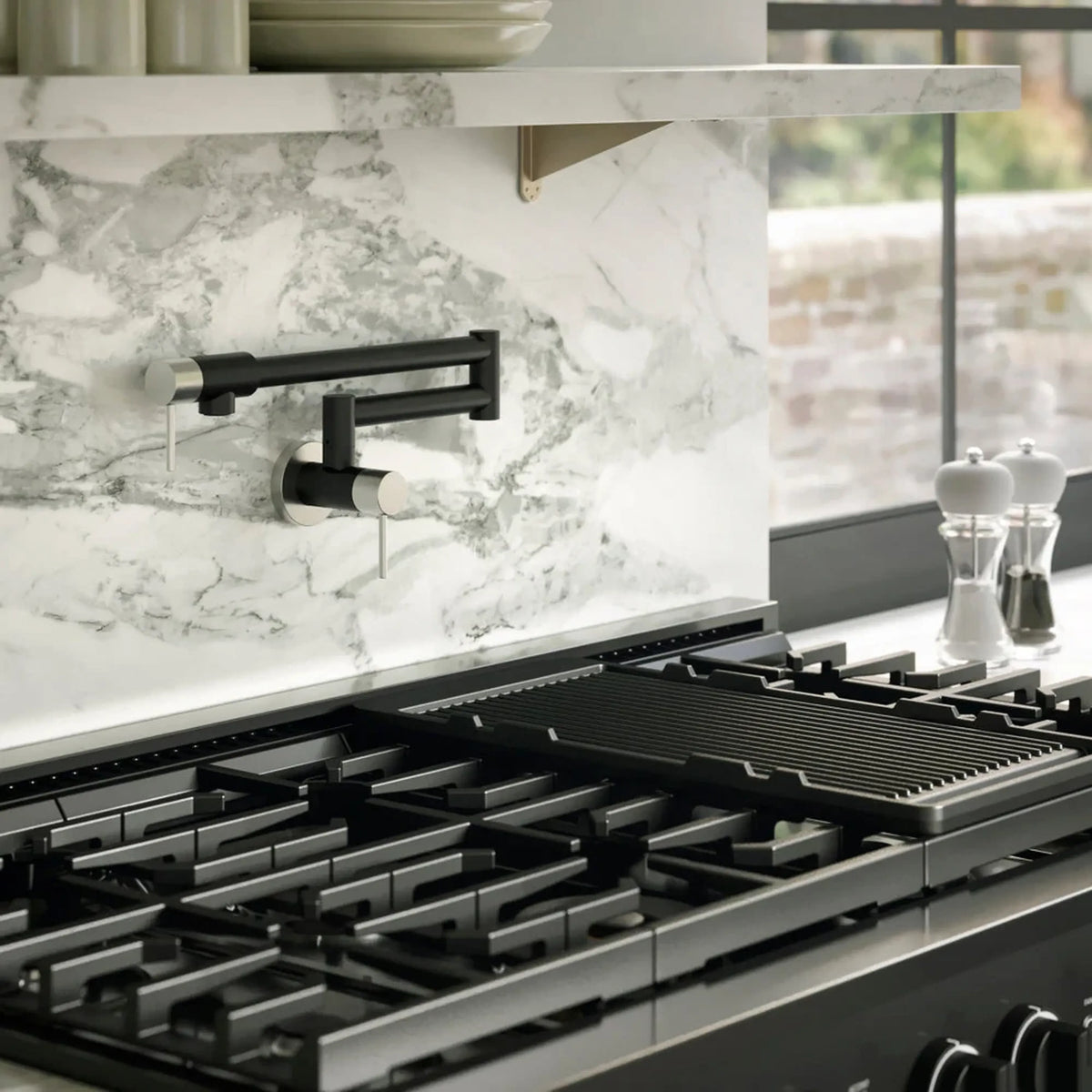 ZLINE Autograph Edition Gemini Pot Filler in Matte Black and Brushed Nickel (GEM-FPF-ZMBBN)