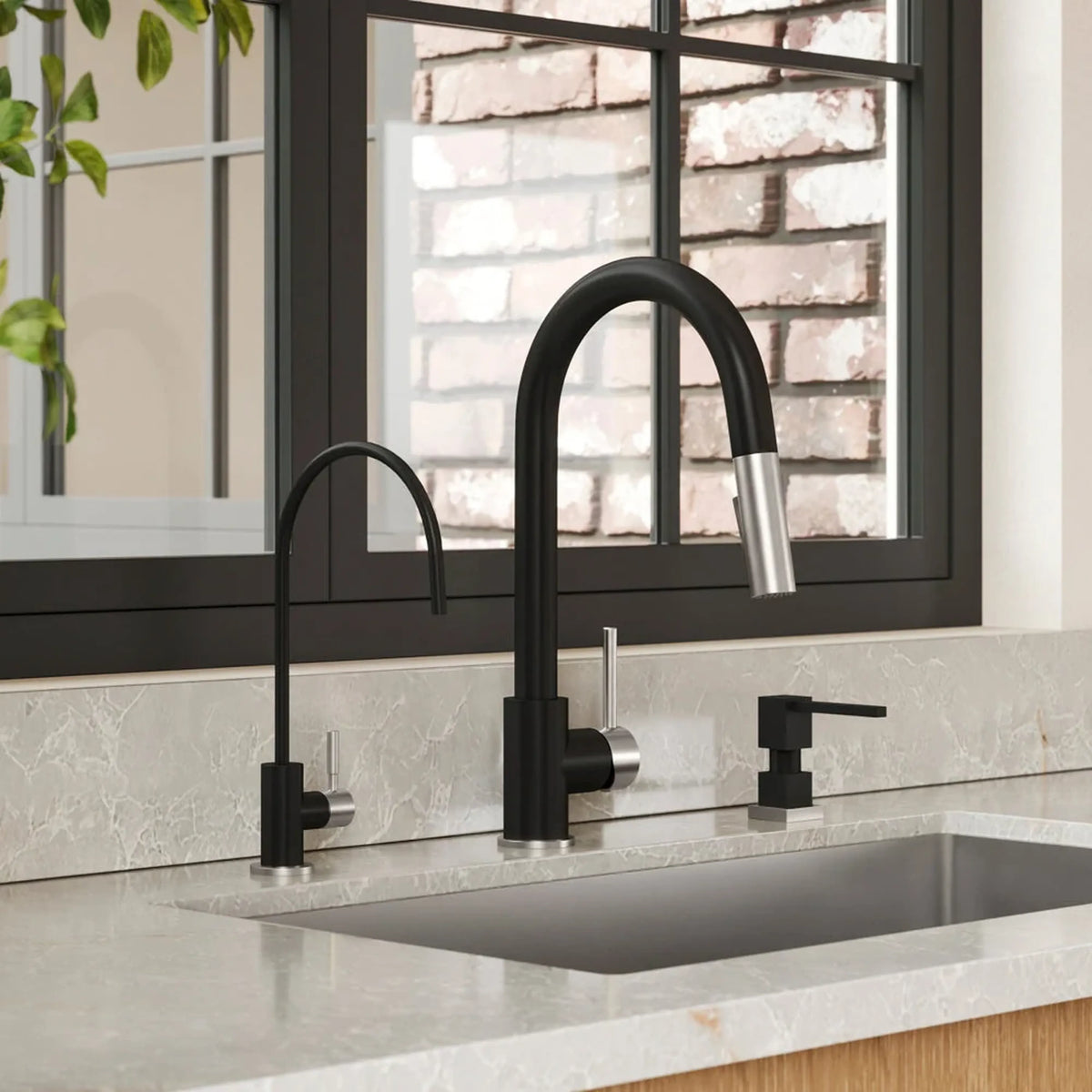 ZLINE Autograph Edition Faucet Soap Dispenser in Matte Black and Brushed Nickel (FSD-ZMBBN)