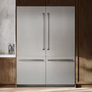 ZLINE 60-Inch 32.2 Cu. Ft. French Door Built-In Bottom Freezer Refrigerator with Water Dispensers and Ice Makers in Satin Stainless Steel with Graphite Gray Interior (GRBIV-SN-60)