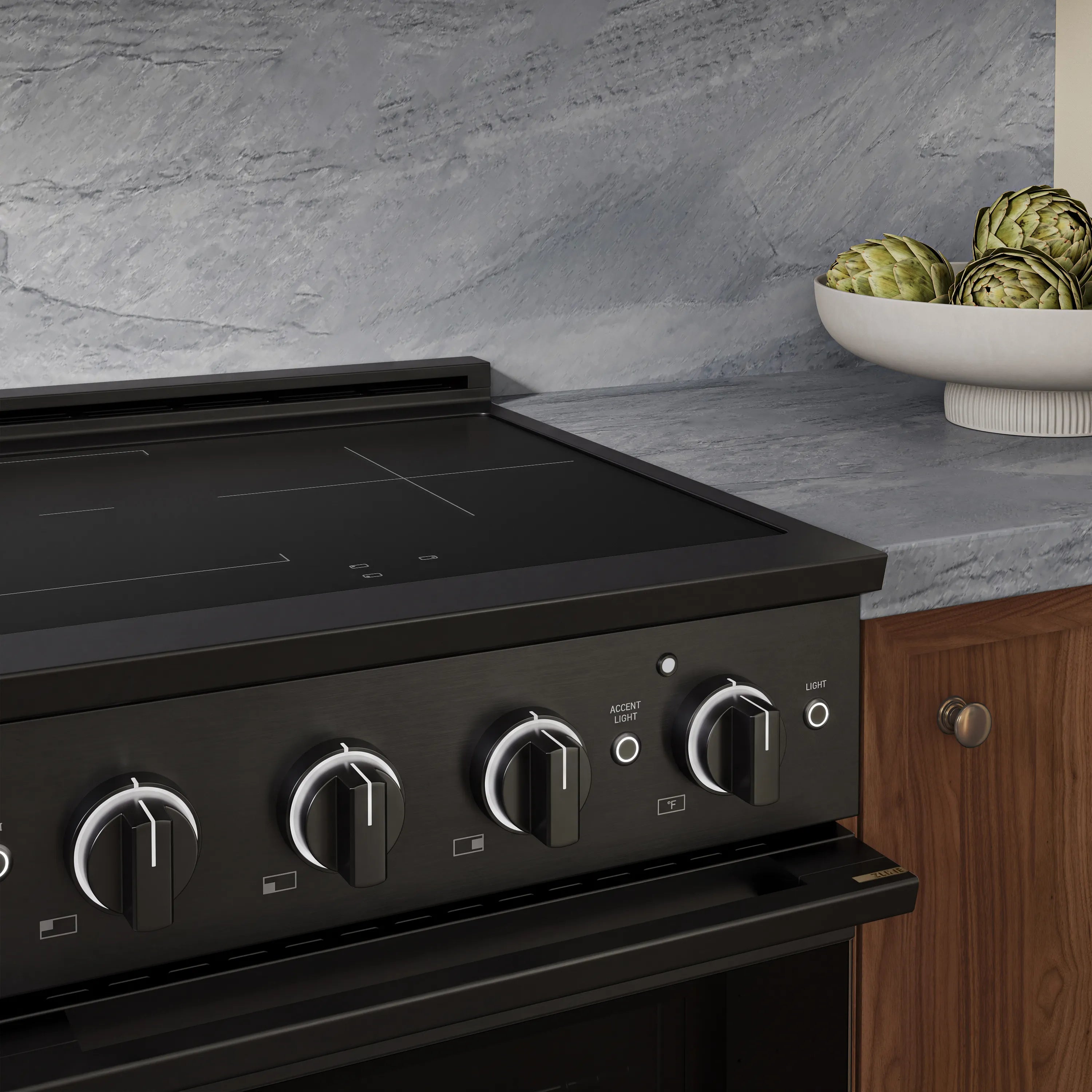 ZLINE 24-Inch 3.2 cu. ft. Marino Induction Range with 3 Element Cooktop and Electric Convection Oven in Black Stainless Steel (MINRB-24)