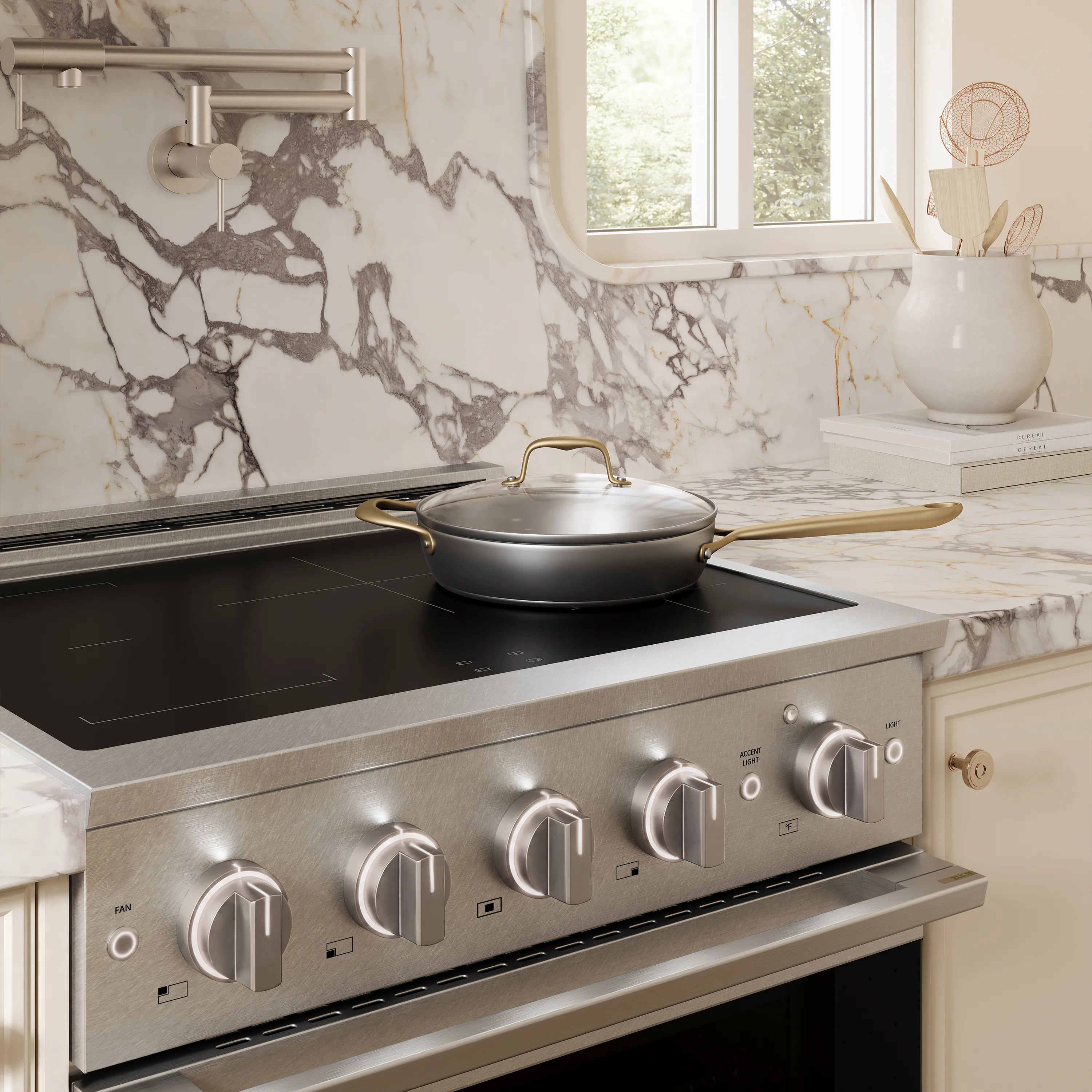 ZLINE 30-Inch 4.2 cu. ft. Marino Induction Range with 4 Element Cooktop and Electric Convection Oven in Satin Stainless Steel (MINRS-30)