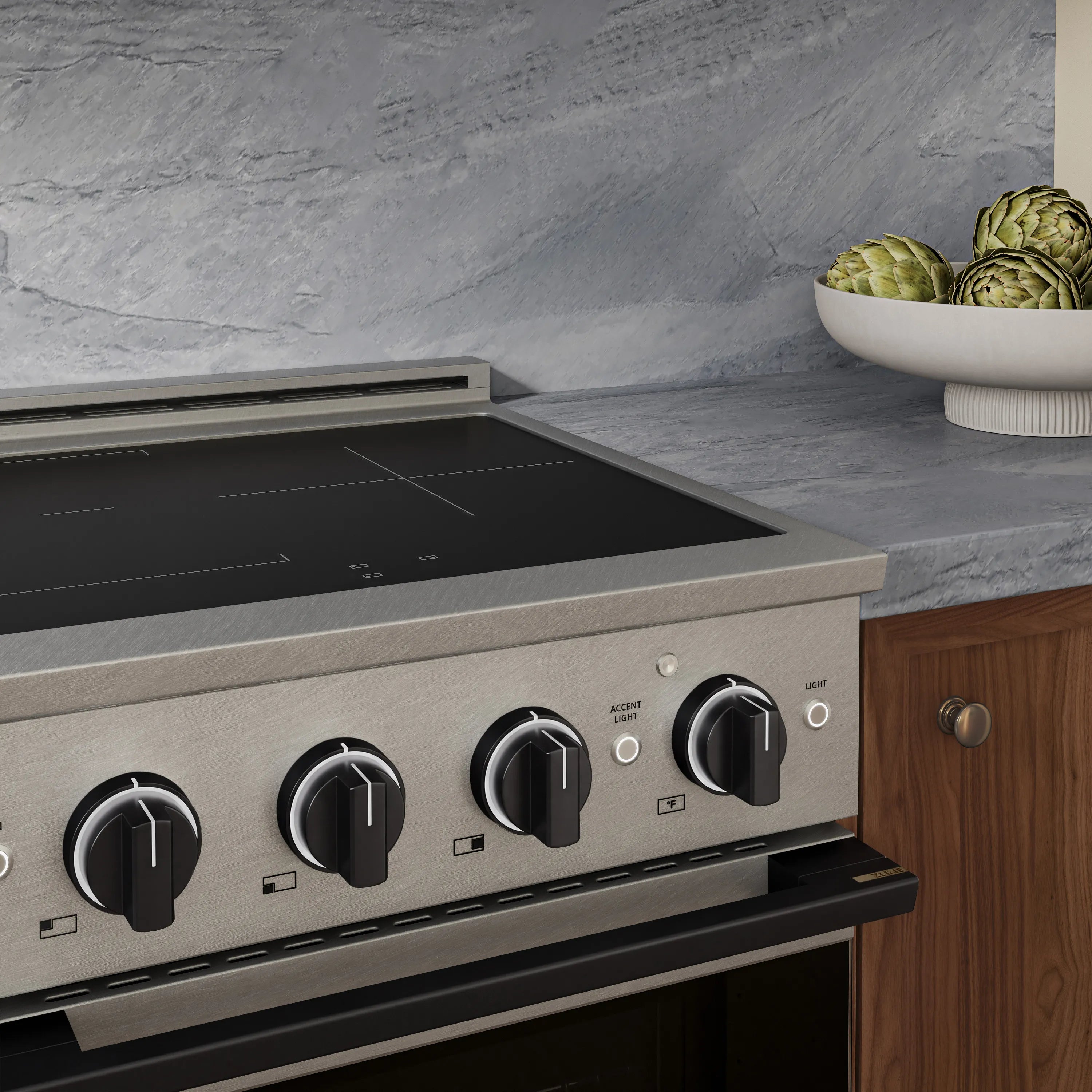 ZLINE Autograph Edition 24-Inch 3.2 cu. ft. Marino Induction Range with 3 Element Cooktop and Electric Convection Oven in Satin Stainless Steel with Matte Black Accents (MINRSZ-24-MB)