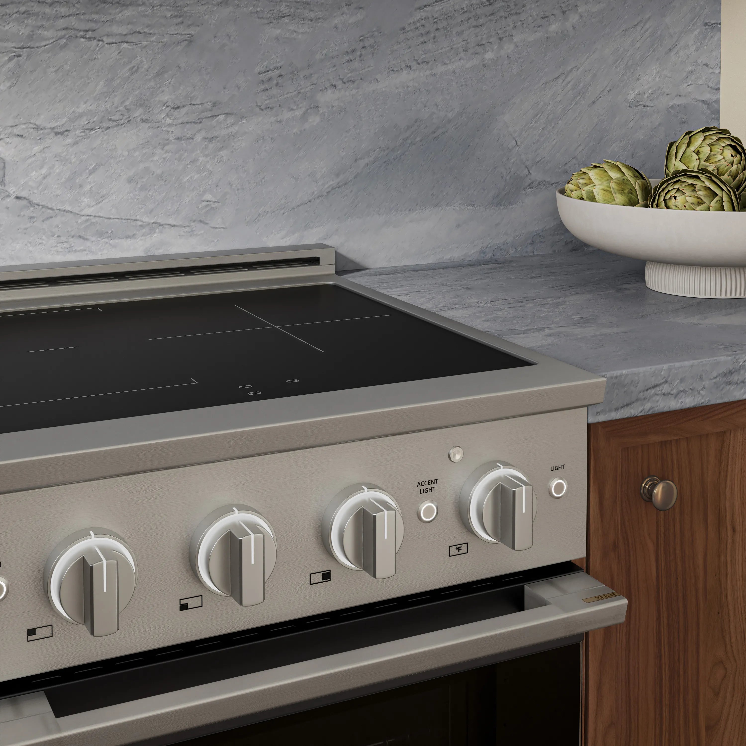 ZLINE Autograph Edition 24-Inch 3.2 cu. ft. Marino Induction Range with 3 Element Cooktop and Electric Convection Oven in Stainless Steel with Matte Black Accents (MINRZ-24-MB)