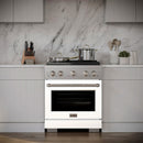 ZLINE 30-Inch 4.2 cu. ft. Paramount Dual Fuel Range with 4 Burner DuoPro™ Cooktop and Electric Convection Oven with White Matte Door (PSDR-WM-30)