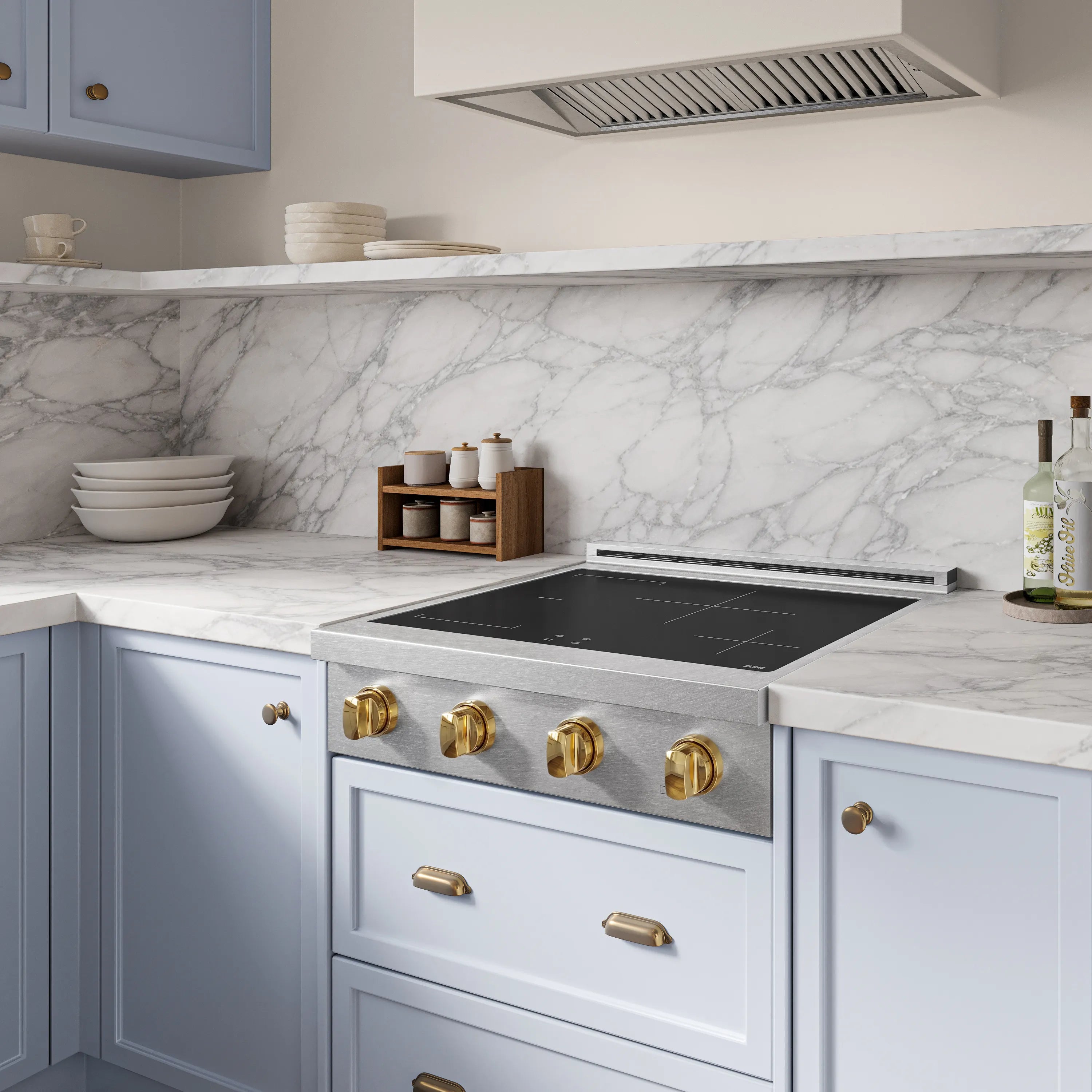 ZLINE Autograph Edition 30-Inch Paramount Induction Rangetop with 4 Element Cooktop in Satin Stainless Steel and Polished Gold Accents (SINRTSZ-30-G)