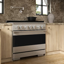 ZLINE 36-Inch 5.2 Cu. Ft. Marino Dual Fuel Range with Gas Cooktop and Electric Convection Oven in Stainless Steel with 6 Brass Burners (MDR-BR-36)