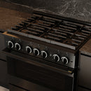 ZLINE 36-Inch 5.2 Cu. Ft. Marino Dual Fuel Range with 6 Burner Gas Cooktop and Electric Convection Oven in Black Stainless Steel (MDRB-36)