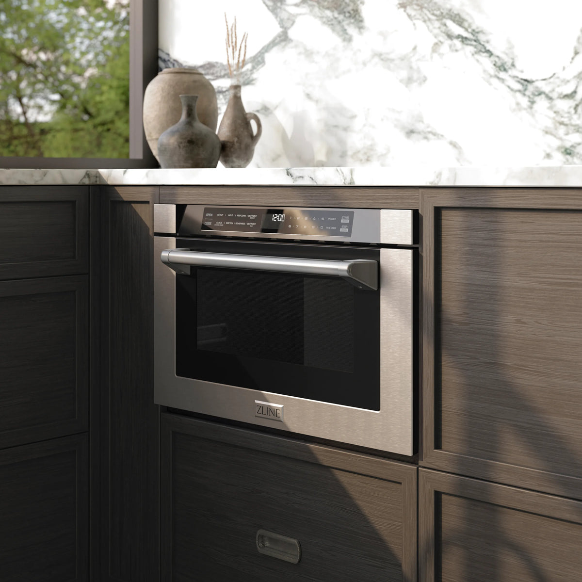 ZLINE 24-Inch 1.2 cu. ft. Built-in Microwave Drawer with a Traditional Handle in Stainless Steel (MWD-1-H)