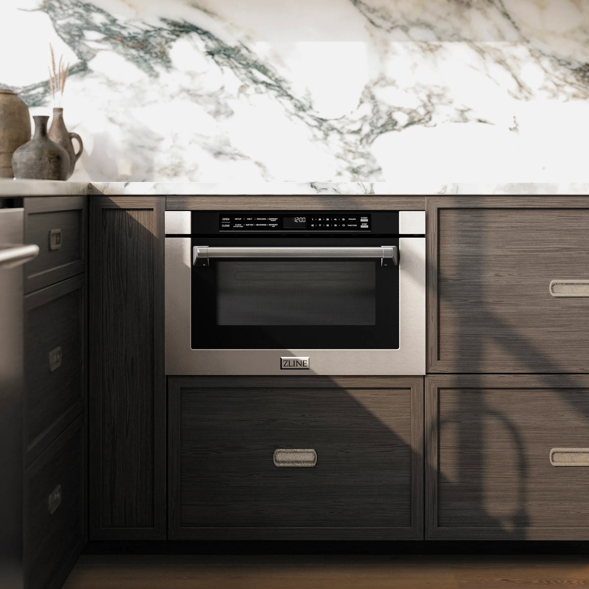 ZLINE 24-Inch 1.2 cu. ft. Built-in Microwave Drawer with a Traditional Handle in Stainless Steel (MWD-1-H)