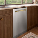 ZLINE Autograph Edition 24-Inch 3rd Rack Top Touch Control  Dishwasher in Stainless Steel with Champagne Bronze Handle, 45 dBa (DWMTZ-304-24-CB)