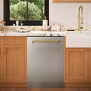 ZLINE Autograph Edition 24-Inch 3rd Rack Top Touch Control  Dishwasher in Stainless Steel with Champagne Bronze Handle, 45 dBa (DWMTZ-304-24-CB)