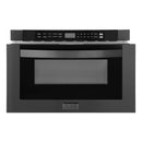 ZLINE 4-Piece Appliance Package - 48-Inch Dual Fuel Range with Brass Burners, Refrigerator, Microwave Drawer, and 3-Rack Dishwasher in Black Stainless Steel