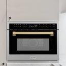 ZLINE Autograph Edition 24-Inch  Microwave Oven in Satin Stainless Steel with Champagne Bronze Accents (MWOZ-24-SS-CB)