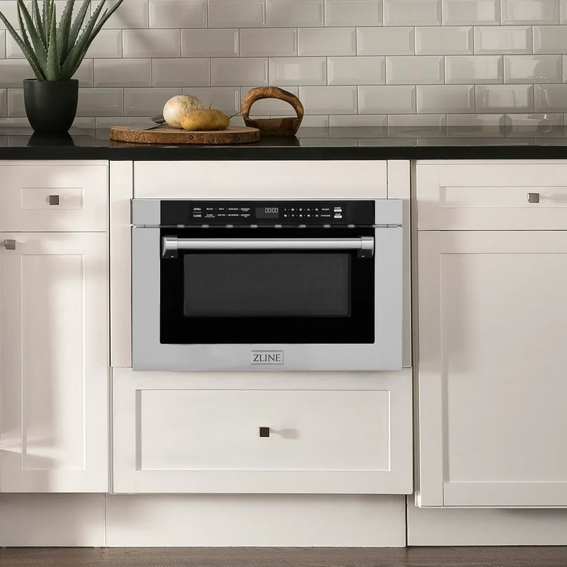 ZLINE 5-Piece Appliance Package - 36-Inch Dual Fuel Range, Hood, Refrigerator, Dishwasher, and Microwave Drawer in Stainless Steel