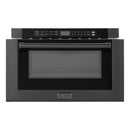 ZLINE 5-Piece Appliance Package - 30-Inch Paramount Dual Fuel Range, Wall Mount Range Hood, 36-Inch French Door Refrigerator with Water Dispenser, Dishwasher, and 30-Inch Microwave Drawer in Black Stainless Steel