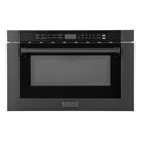 ZLINE 5-Piece Appliance Package - 48-Inch Dual Fuel Range, Hood, Refrigerator with Water Dispenser, Dishwasher, and Microwave Drawer in Black Stainless Steel