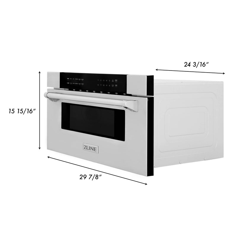 ZLINE 5-Piece Appliance Package - 30-Inch Induction Range, Wall Mount Range Hood, French Door Refrigerator, Dishwasher, and 30-Inch Microwave Drawer in Stainless Steel