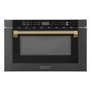 ZLINE Autograph Edition 24-Inch 1.2 cu. ft. Built-in Microwave Drawer in Black Stainless Steel with Gold Accents (MWDZ-1-BS-H-G)