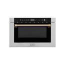 ZLINE 5-Piece Appliance Package - 48-Inch Paramount Autograph Gas Range, Wall Mount Range Hood, 36-Inch French Door Refrigerator, Dishwasher, and 30-Inch Microwave Drawer in Stainless Steel with Champagne Bronze Accents
