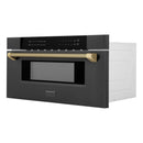 ZLINE Autograph 30-Inch Microwave Drawer in Black Stainless Steel and Champagne Bronze Helix Handle (MWDZ-30-BS-KCB)