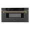 ZLINE Autograph 30-Inch Microwave Drawer in Black Stainless Steel and Polished Gold Helix Handle (MWDZ-30-BS-KG)