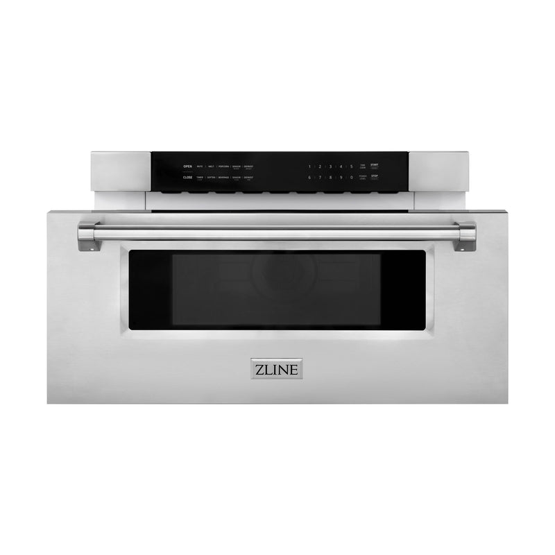 ZLINE 5-Piece Appliance Package - 30-Inch Induction Range, Wall Mount Range Hood, French Door Refrigerator, Dishwasher, and 30-Inch Microwave Drawer in Stainless Steel