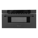 ZLINE 5-Piece Appliance Package - 48-Inch Classic Gas Range, Wall Mount Range Hood, 36-Inch French Door Refrigerator with Water Dispenser, Dishwasher, and 30-Inch Microwave Drawer in Black Stainless Steel