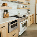 ZLINE 5-Piece Appliance Package - 36-Inch Autograph Edition Dual Fuel Range, Wall Mount Range Hood, 36-Inch French Door Refrigerator with Water Dispenser, Dishwasher, and 30-Inch Microwave Drawer in Stainless Steel with Gold Accents
