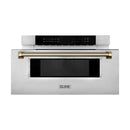 ZLINE Autograph 30-Inch Microwave Drawer in Stainless Steel and Champagne Bronze Helix Handle (MWDZ-30-KCB)