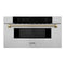 ZLINE Autograph 30-Inch Microwave Drawer in Stainless Steel and Polished Gold Helix Handle (MWDZ-30-KG)