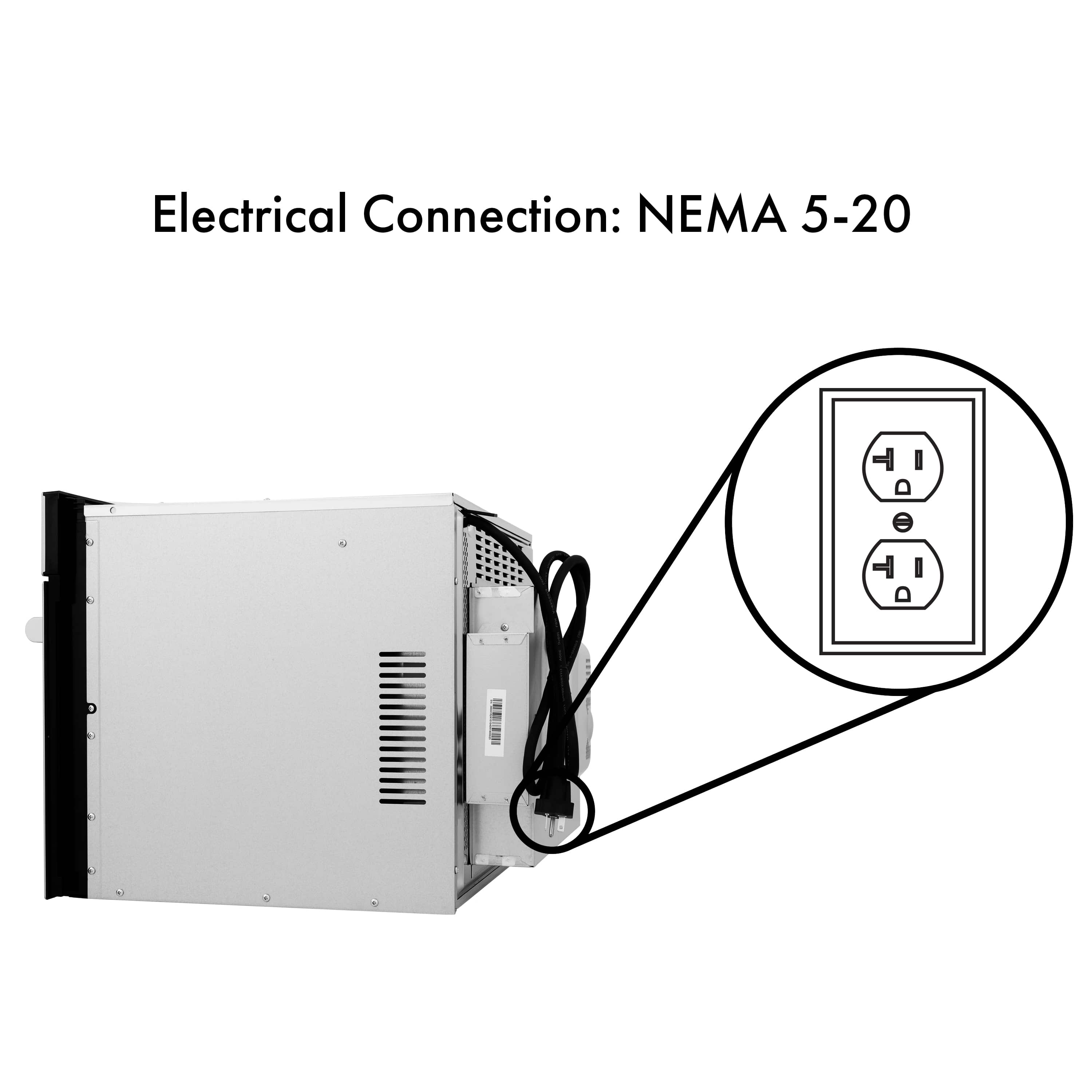 Microwave oven electrical connection with NEMA 5-20 plug