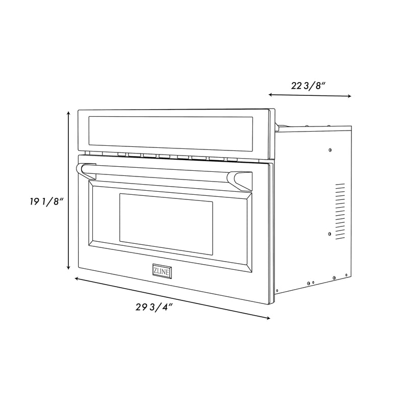 ZLINE 5-Piece Appliance Package - 30-Inch Induction Range, Wall Mount Range Hood, French Door Refrigerator, Dishwasher, and 30-Inch Microwave Oven in Stainless Steel