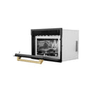 ZLINE Autograph Edition 24-Inch 1.6 cu ft. Built-in Convection Microwave Oven in Black Stainless Steel with Champagne Bronze Accents (MWOZ-24-BS-CB)