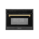 ZLINE Autograph Edition 24-Inch 1.6 cu ft. Built-in Convection Microwave Oven in Black Stainless Steel with Gold Accents (MWOZ-24-BS-G)