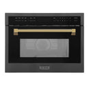 ZLINE Autograph 24-Inch Microwave Oven in Black Stainless Steel and Polished Gold Helix Handle (MWOZ-24-BS-KG)