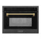 ZLINE Autograph 24-Inch Microwave Oven in Black Stainless Steel and Polished Gold Helix Handle (MWOZ-24-BS-KG)