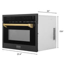 ZLINE Autograph Edition 24-Inch 1.6 cu ft. Built-in Convection Microwave Oven in Black Stainless Steel with Gold Accents (MWOZ-24-BS-G)