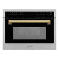 ZLINE Autograph Edition 24-Inch 1.6 cu ft. Built-in Convection Microwave Oven in Stainless Steel with Gold Accents (MWOZ-24-G)