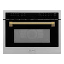 ZLINE Autograph 24-Inch Microwave Oven in Stainless Steel and Polished Gold Helix Handle (MWOZ-24-KG)