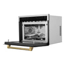 ZLINE Autograph 24-Inch Microwave Oven in Stainless Steel and Polished Gold Helix Handle (MWOZ-24-KG)