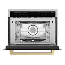 ZLINE Autograph Edition 24-Inch  Microwave Oven in Satin Stainless Steel with Champagne Bronze Accents (MWOZ-24-SS-CB)