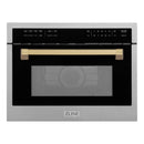 ZLINE Autograph Edition 24-Inch  Microwave Oven in Satin Stainless Steel with Champagne Bronze Accents (MWOZ-24-SS-CB)