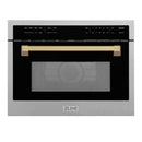 ZLINE Autograph Edition 24-Inch  Microwave Oven in Satin Stainless Steel with Champagne Bronze Accents (MWOZ-24-SS-CB)