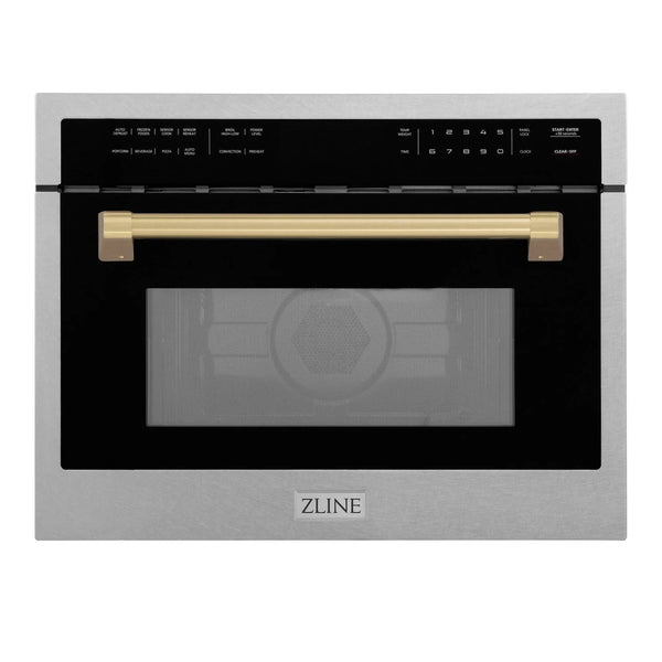 ZLINE Autograph Edition 24-Inch  Microwave Oven in DuraSnow Stainless with Champagne Bronze Accents (MWOZ-24-SS-CB)