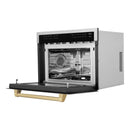 ZLINE Autograph Edition 24-Inch  Microwave Oven in Satin Stainless Steel with Champagne Bronze Accents (MWOZ-24-SS-CB)